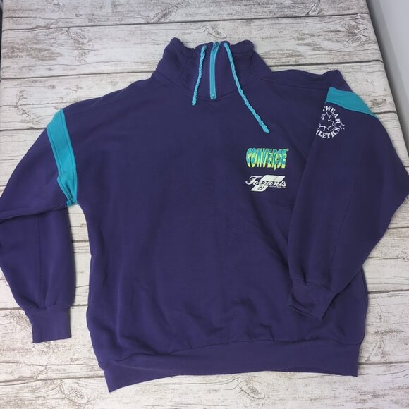 Vintage Converse Purple and Teal 90's Made in Canada Sweater Size Large - Picture 1 of 8